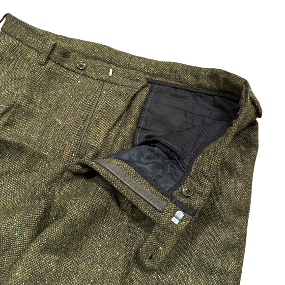 Peter Christian John Hanly Tweed Wool Green Pleated Pants Mens 36 - Picture 5 of 8